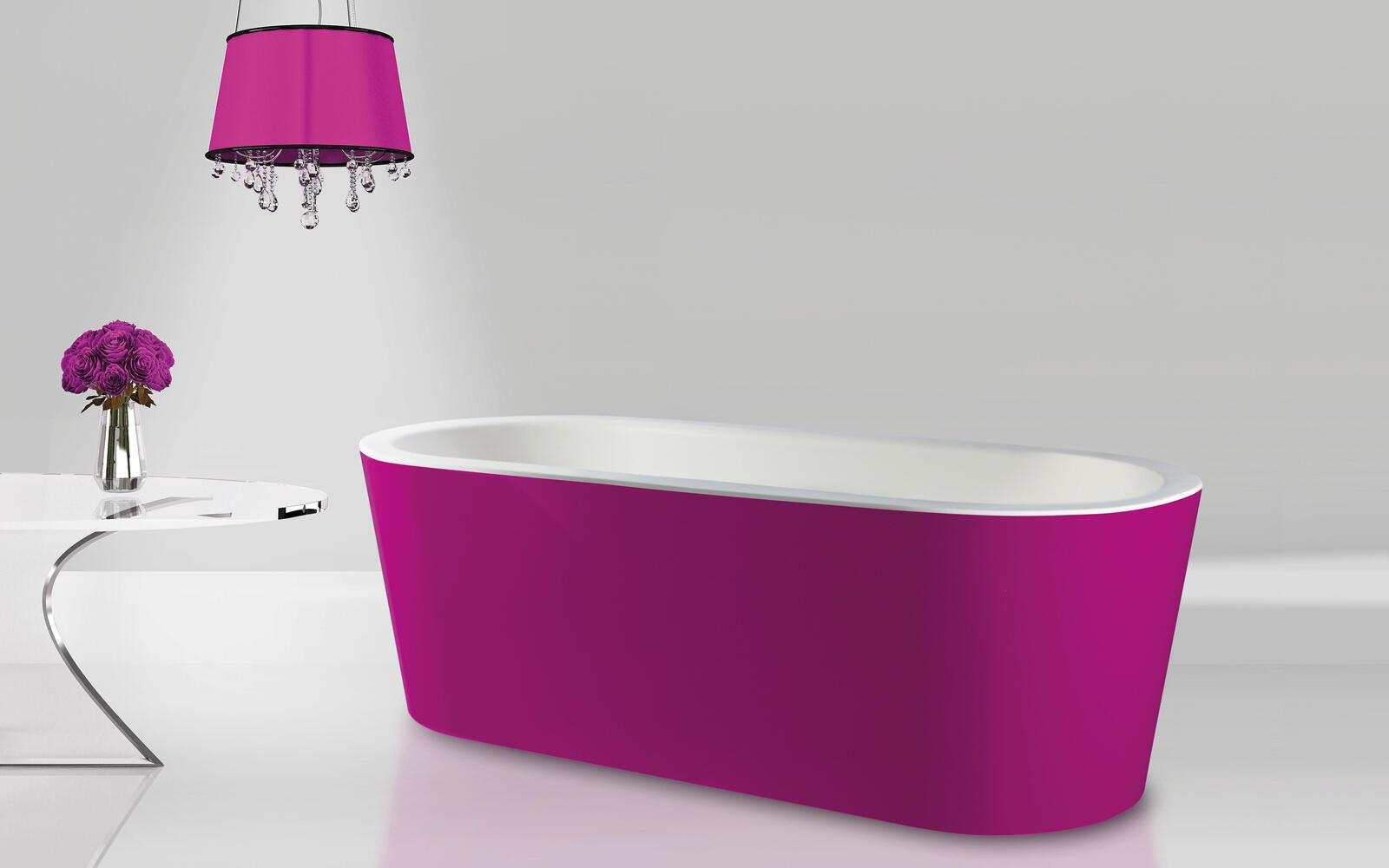 Freistehender Badewanne in Pink von Mauersberger.