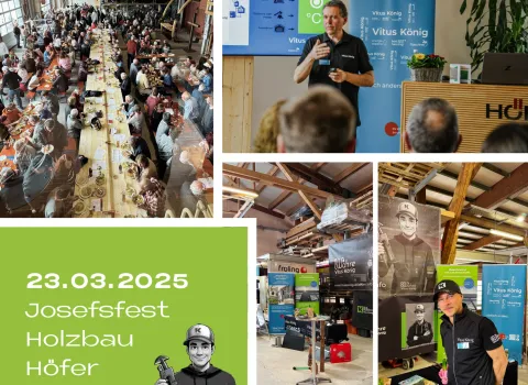 Beim gut besuchten Josefsfest am 23.03.2025 bei Holzbau Höfer in Aalen-Rauental informierte ein Ausstellungsstand mit Vorträgen zu Flaschnerarbeiten und Heizungsrenovierung zahlreiche interessierte Besucher und bot Gelegenheit zum persönlichen Austausch.